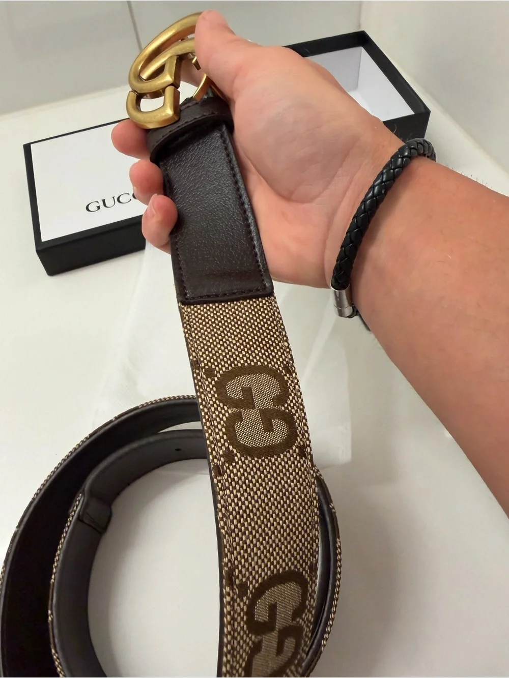 Gucci GG Canvas Double G Belt – Brown/Beige